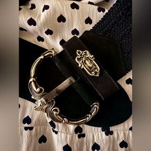 Wide Black Belt With Ornate Buckle